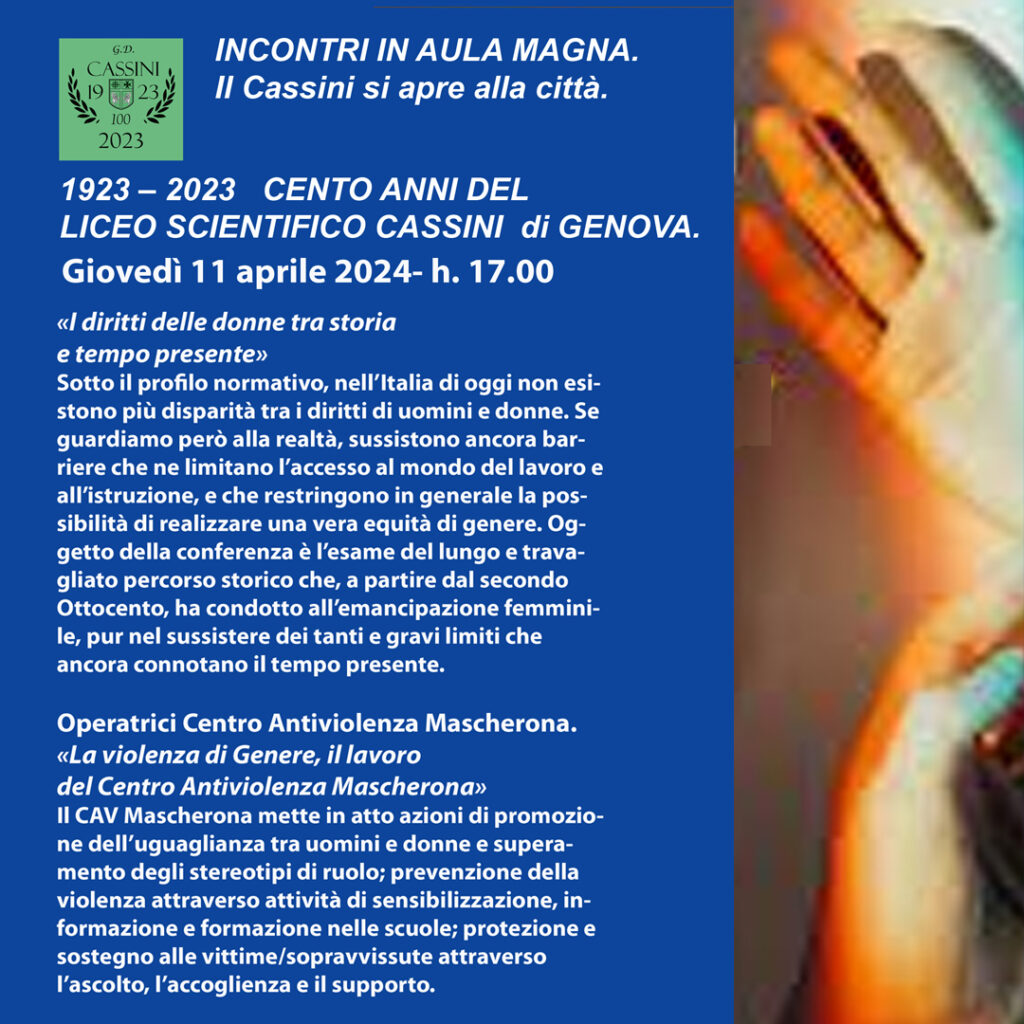 Giovedì 11 aprile 2024 alle ore 17.00 - Liceo Scientifico Cassini Genova